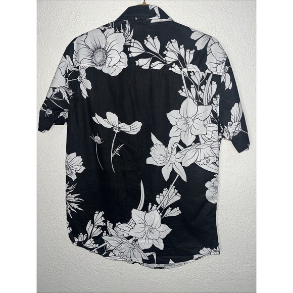 VSTR Button Down Hawaiian Shirt Men Sz Med. Black/White - Picture 9 of 9
